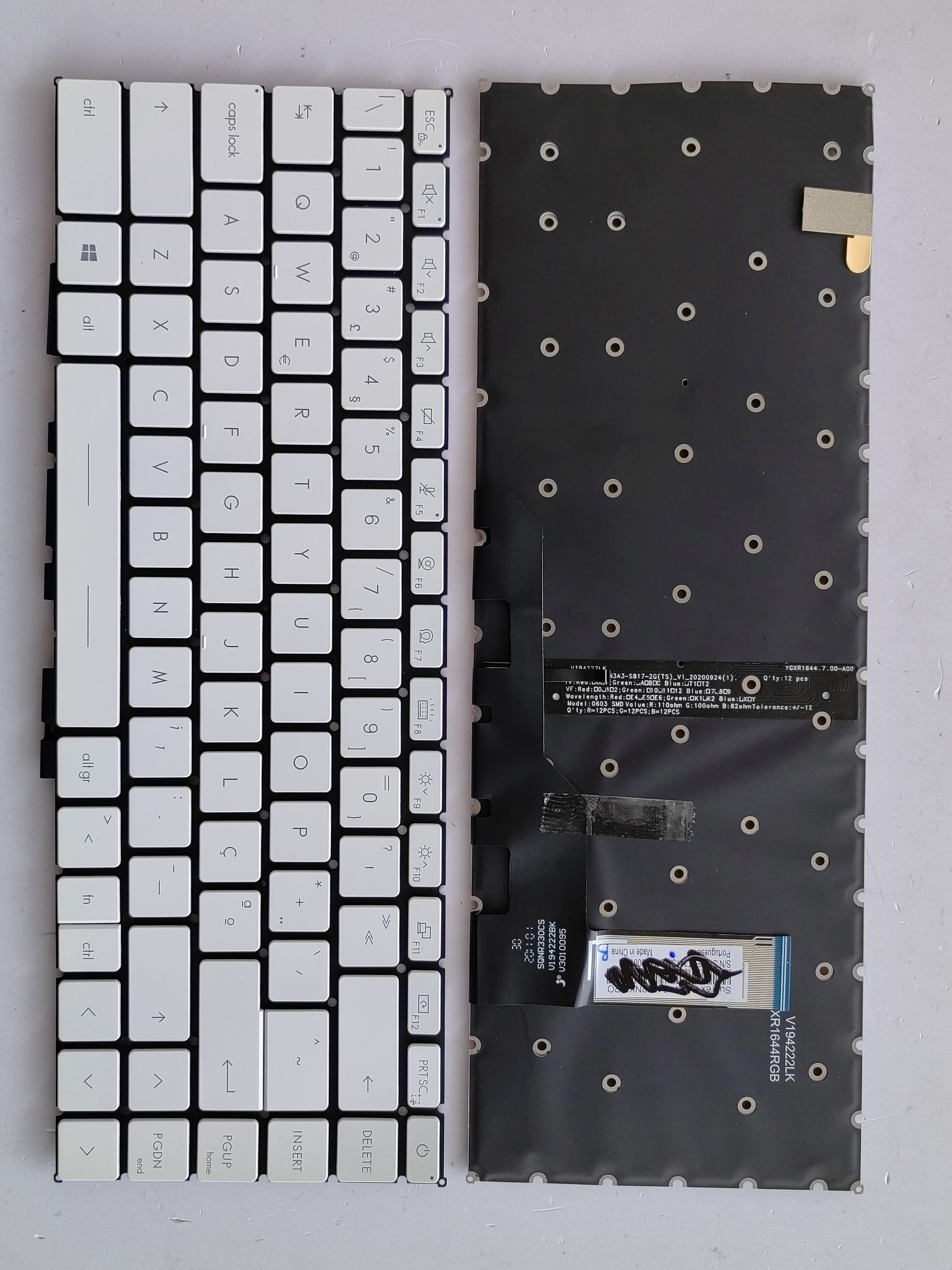 Picture of New Replacement Laptop Keyboard For MSI GS66 colorful backlight small carriage return WHITE Backlit PO Layout